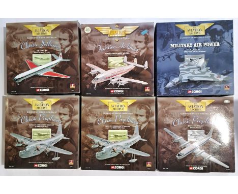 Corgi Aviation Archive, a boxed group of 1:144 scale Aircraft comprising of "Military Air Power", Classic Propliners" and sim
