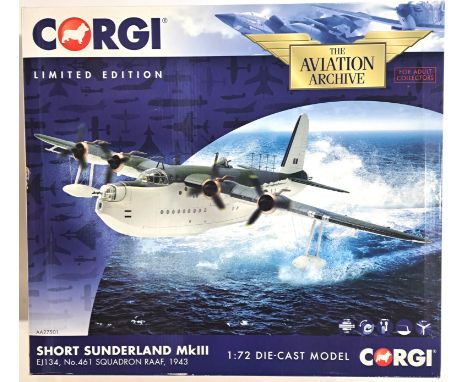 Corgi Aviation Archive, a boxed 1:72 scale AA27501 Short Sunderland Mk III. Although not checked for completeness, conditions