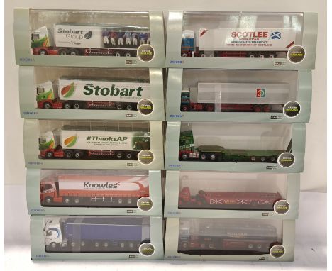 Oxford Diecast, a boxed Group of 1:76 Scale Haulage Models. Includes 76EC001 ERF EC Olympic 40ft Fridge Scotlee Transport wit