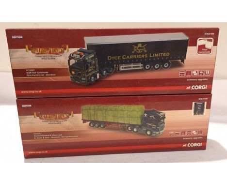 Corgi, a boxed Pair of Hauliers of Renown 1:50 Scale Models. Includes CC15201 MAN TGX Curtainside "Dyce Carrier Ltd" &amp; CC