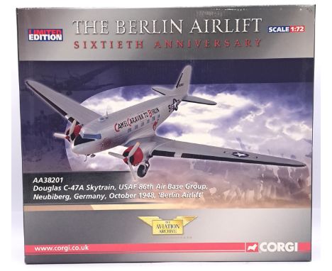 Corgi Aviation Archive, a boxed 1:72 scale AA38201 (Berlin Airlift - Sixtieth Anniversary) Douglas C-47A Skytrain, USAF 86th 