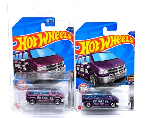 Mattel Hot Wheels 2023 HW Metro Super Treasure Hunt Dodge Van, plus chase car, within Fair (bubble split on chase car) to Exc