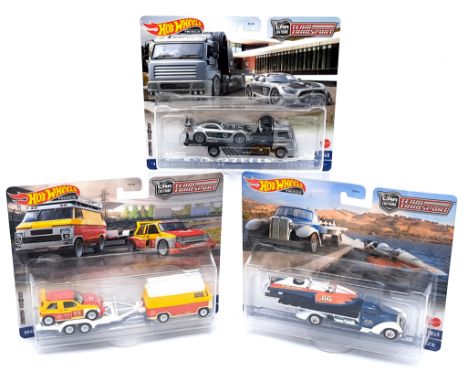 Mattel Hot Wheels Premium Team Transport sets x3, to include #48 '16 Mercedes-AMG GT3 &amp; Fleet Street, #47 MG Metro 6R4 &a