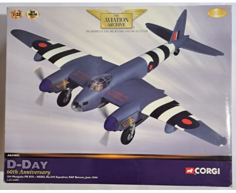 Corgi Aviation Archive, a boxed 1:32 Scale AA34602 DH Mosquito PR XVI - NS502 (D-Day 60th Anniversary). Although not checked 