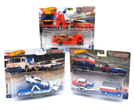 Mattel Hot Wheels Premium Team Transport sets x3, to include #38 '65 Ford Galaxie &amp; Ford C-800, #55 '70 Rover P6 Group 2 