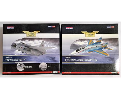 Corgi Aviation Archive, a boxed pair of 1:72 scale Military Aircraft comprising of AA32314 English Electric (BAC) Lightning F