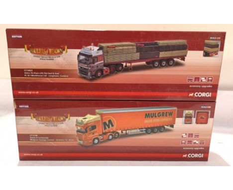 Corgi, a boxed Pair of Hauliers of Renown 1:50 Scale Models. Includes CC14025 Volvo FH (Face Lift) Flat bed &amp; Load "R J &