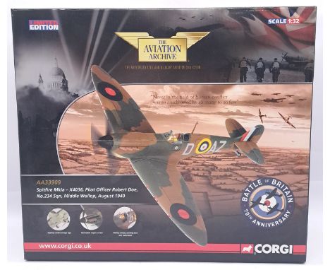 Corgi Aviation Archive, a boxed 1:32 scale AA33909 (Battle OF Britain 70th Anniversary) Spitfire MkIA -X4036, Pilot Officer R
