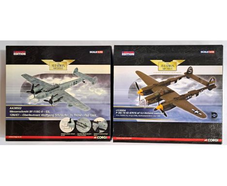 Corgi Aviation Archive, a boxed pair of 1:72 scale Military Aircraft comprising of US36604 P-38J-10 42-67916 of 1 Lt Loehnert