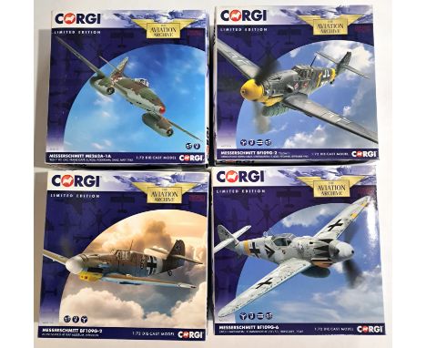 Corgi Aviation Archive, a boxed 1:72 scale German Military Aircraft group to include AA27102A Messerschmitt Bf109G-2 "Yellow 