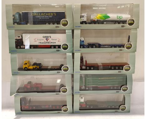 Oxford Diecast, a boxed Group of 1:76 Scale Haulage Models. Includes SHL01TK BP Tanker Scania with others. Although unchecked