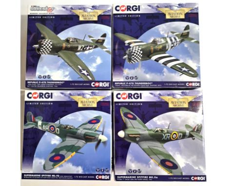Corgi Aviation Archive, a boxed 1:72 scale Spitfire/Thunderbolt Military Aircraft group to include AA33825 Republic P-47G Thu