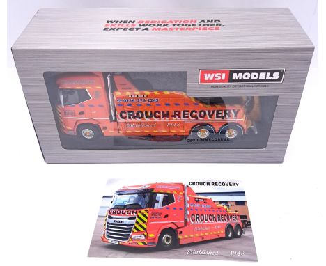 WSI, a boxed 1:50 scale 02-3278 DAF XG (6x4) Wrecker Falkom Heavy Recovery Truck (Customised in Crouch Recovery's Livery). Al