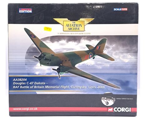 Corgi Aviation Archive, a boxed 1:72 scale AA38204 Douglas C-47 Dakota - RAF Battle of Britain Memorial Flight, Coningsby, Li