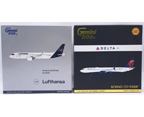 Gemini Jets (Gemini 200 Series), a boxed pair of 1:200 scale Aircraft comprising of G2DLH816 Airbus A320NEO D-AIJA "Lufthansa