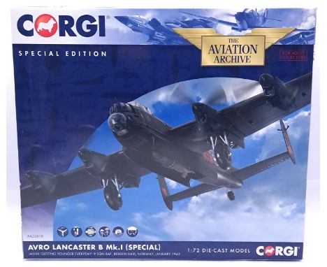 Corgi Aviation Archive, a boxed 1:72 Scale AA32618 Avro Lancaster B MK.1 (Special). Although not checked for completeness, co