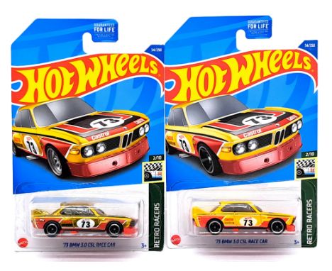 Mattel Hot Wheels 2022 Retro Racers Super Treasure Hunt '73 BMW 3.0 CSL Racecar, plus chase car, within Excellent sealed pack