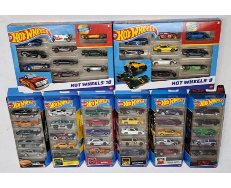 Mattel Hot Wheels multipacks x 8, to include 10 pack with exclusive car, 9 pack with exclusive car, 5 packs x6 to include 202