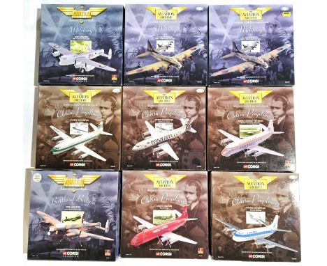 Corgi Aviation Archive, a boxed mixed series group of 1:144 scale Aircraft comprising of "Classic Propliners", "Battle Of Bri