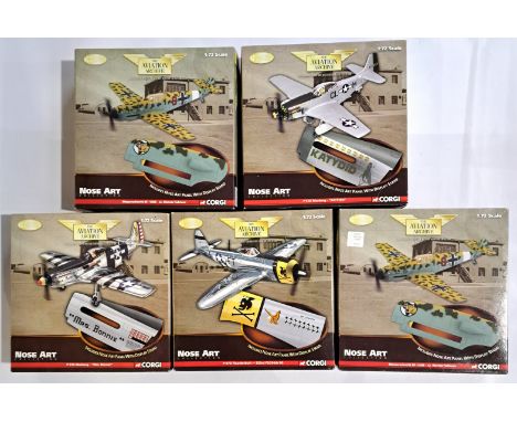 Corgi Aviation Archive "Nose Art Collection" a boxed group of 1:72 scale Military Aircraft to include US32213 P-51K Mustang "