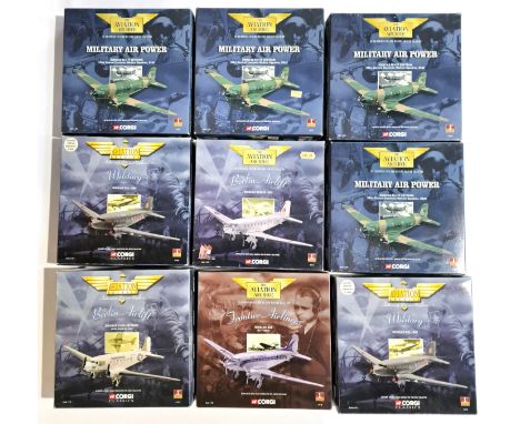 Corgi Aviation Archive, a boxed mixed series group of 1:144 scale Aircraft comprising of "Frontier Airliners", "Military Air 