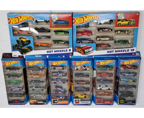 Mattel Hot Wheels multipacks x 8, to include 10 pack with exclusive car, 9 pack with exclusive car, 5 packs x6 to include 202
