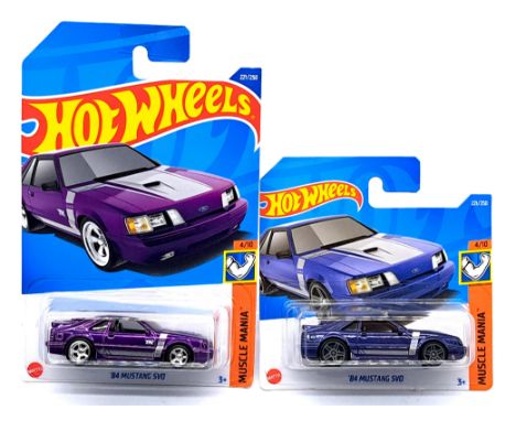 Mattel Hot Wheels 2022 Muscle Mania Super Treasure Hunt '84 Mustang SVO, plus chase car, within Excellent sealed packaging, S