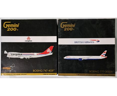 Gemini Jets (Gemini 200 Series), a boxed pair of 1:200 scale comprising of G2CLX933 Boeing 747-400F "Cargolux" &amp; G2BAW541