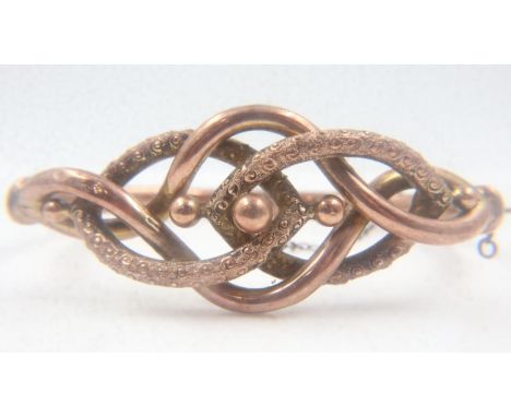 Victorian 9ct gold bangle with twist design, L: 60 mm, 12.2g. UK P&amp;P Group 0 (£6+VAT for the first lot and £1+VAT for sub