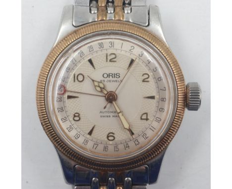 ORIS: gents Big Crown Original automatic wristwatch, with exhibition glass backplate and date hand, on a bi-metal bracelet, w