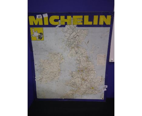1960s Michelin Tyres road map tin sign, 75 x 91 cm. Not available for in-house P&amp;P