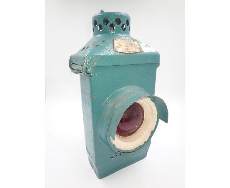 Adlake overpainted carriage lamp, H: 37cm. Not available for in-house P&amp;P