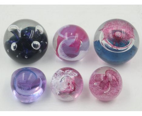 Six Caithness paperweights, including Bauble Bangle, Moonflower, Pebble, Streamers, Pixie and Mooncrystal. UK P&amp;P Group 2