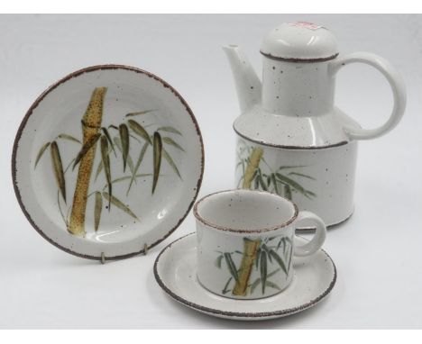 Midwinter mid century tea set in the Stonehenge pattern, twenty three pieces. Not available for in-house P&amp;P