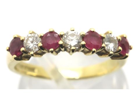 18ct gold ruby and diamond set ring, size N, 3.6g. P&amp;P Group 1 (£14+VAT for the first lot and £1+VAT for subsequent lots)