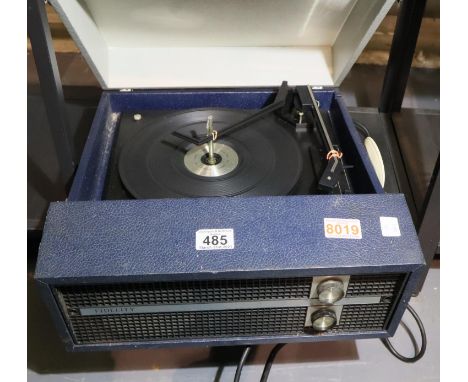 Blue and Grey Fidelity record player with BSR turntable. P&amp;P Group 3 (£25+VAT for the first lot and £5+VAT for subsequent