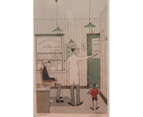 Geoffrey Woolsey Birks (1929-1993), a limited edition print, The Optician, 19 x 13 cm. P&amp;P Group 3 (£25+VAT for the first