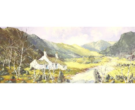 Charles Wyatt Warren (1908-93), oil on board of Nant y Betws, Beddgelert, 54 x 23 cm. P&amp;P Group 3 (£25+VAT for the first 