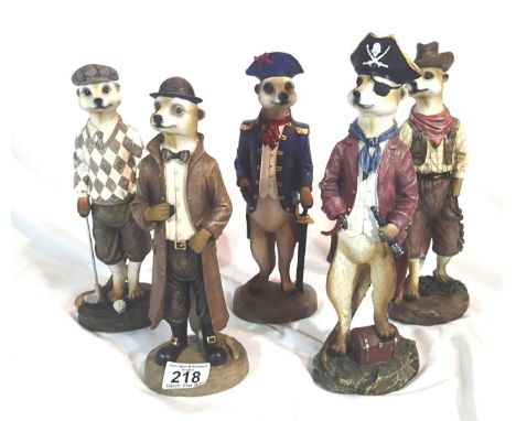 Shudehill five meerkat figurines. P&amp;P Group 3 (£25+VAT for the first lot and £5+VAT for subsequent lots) 