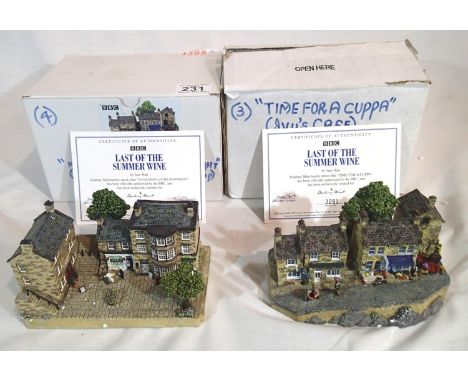 Last of the Summer Wine, two Danbury Mint collectable cottages, Time For a Cuppa and No Escaping Auntie Wainwright, both with