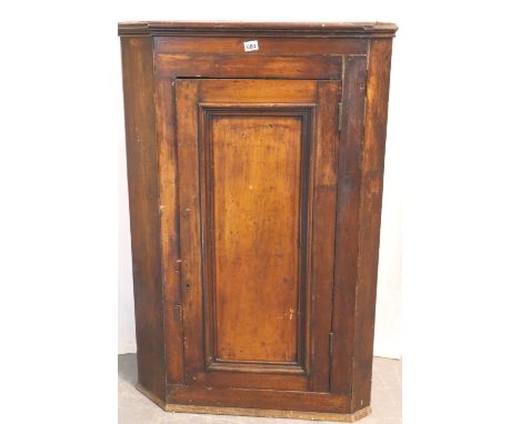 Large Georgian oak corner wall cupboard, W: 84 cm H: 126 cm. Not available for in-house P&amp;P, contact Paul O'Hea at Mailbo