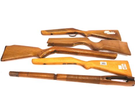 Rifle stocks, five in total. P&amp;P Group 3 (£25+VAT for the first lot and £5+VAT for subsequent lots) 