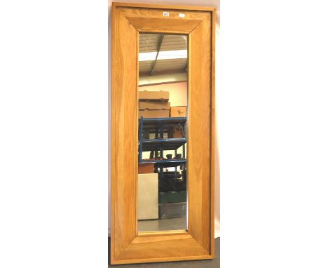 Large oak framed full length wall mirror, overall 70 x 170 cm. Not available for in-house P&amp;P, contact Paul O'Hea at Mail