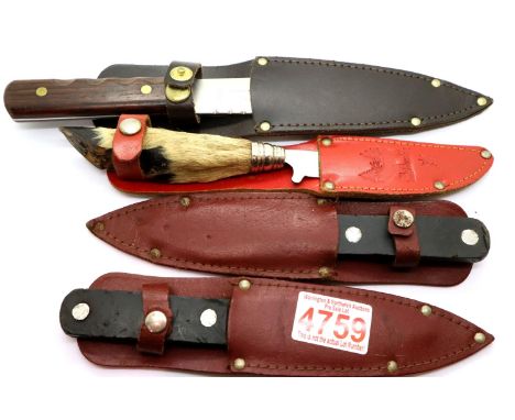 Four mixed sheath knives. P&amp;P Group 2 (£18+VAT for the first lot and £3+VAT for subsequent lots) 