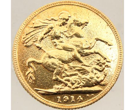 1914 George V full sovereign in good condition. P&amp;P Group 1 (£14+VAT for the first lot and £1+VAT for subsequent lots) 