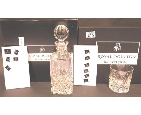 Royal Doulton boxed six piece set of Dorchester tumblers and a further boxed five piece set comprising decanter and four tumb