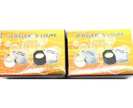 Pair of boxed stainless steel 30 x 21 jewellers loupes. P&amp;P Group 1 (£14+VAT for the first lot and £1+VAT for subsequent 