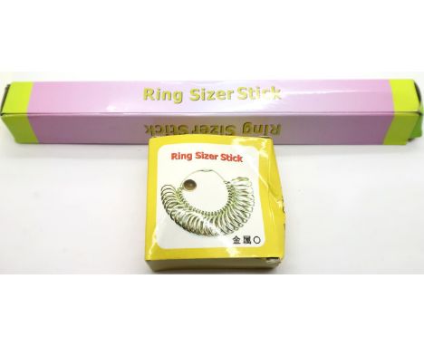 Boxed metal ring sizer mandrel and boxed set of finger ring sizers. P&amp;P Group 1 (£14+VAT for the first lot and £1+VAT for