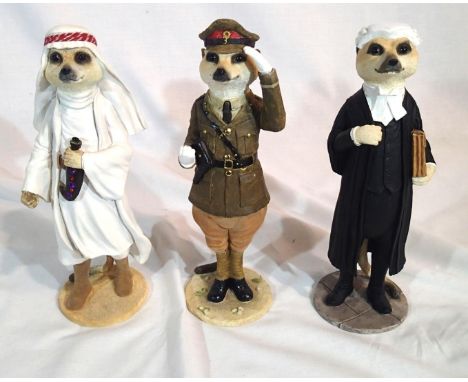 Three boxed Country Artists Magnificent Meerkats figurines, Monty, Lawrence and Kavanagh. P&amp;P Group 3 (£25+VAT for the fi