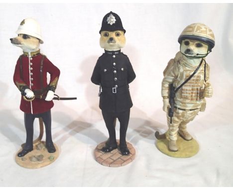 Three boxes Country Artists Magnificents Meerkats figurines Tommy, Granville and Dixon. P&amp;P Group 3 (£25+VAT for the firs